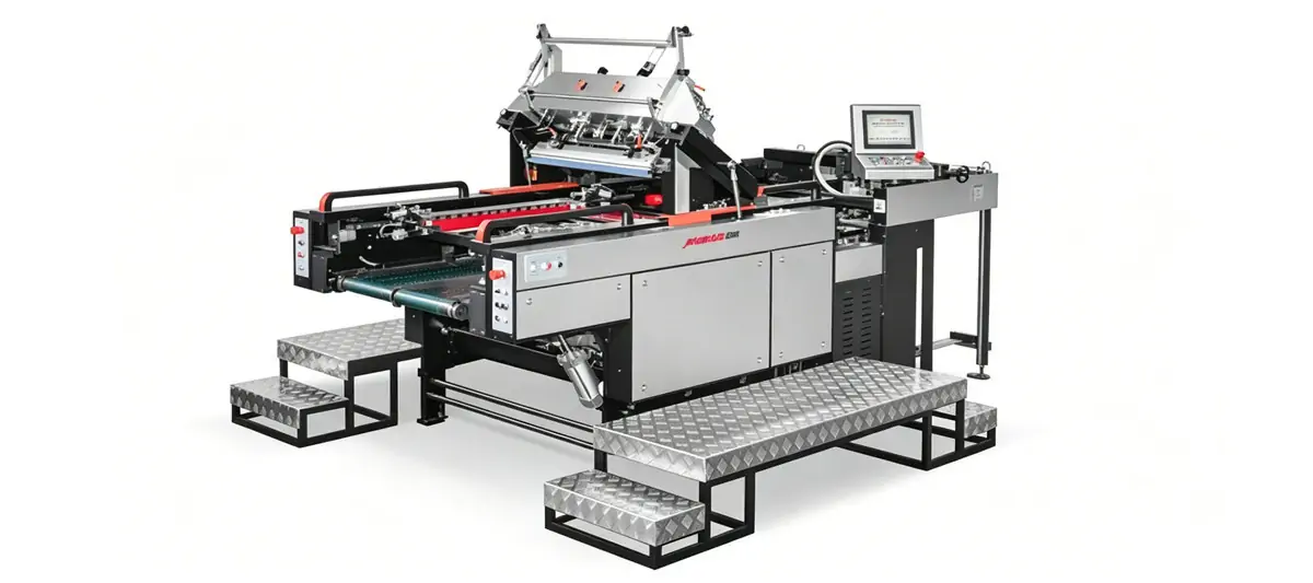 decal printing production line with CP1 cylinder screen press and automatic feeder